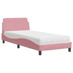 Casa si Gradina - Mobilier - Paturi si accesorii - Paturi - Pat cu saltea, roz, 90x190 cm, catifea - Infinity.ro