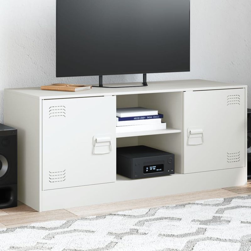 Casa si Gradina - Mobilier - Comode si corpuri - Comode - Comoda TV, alb, 99x39x44 cm, otel - Infinity.ro