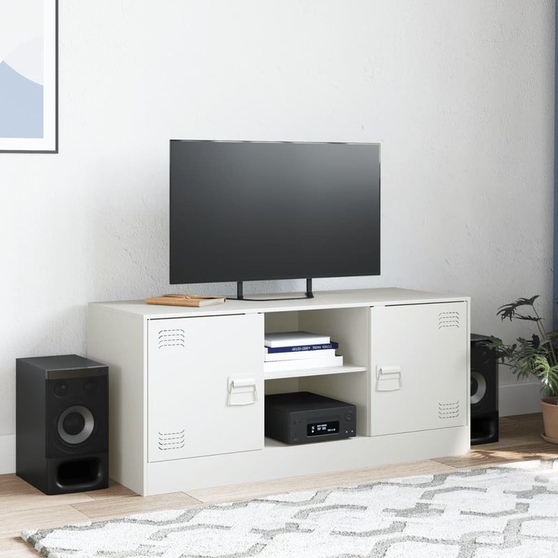Casa si Gradina - Mobilier - Comode si corpuri - Comode - Comoda TV, alb, 99x39x44 cm, otel - Infinity.ro