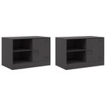 Casa si Gradina - Mobilier - Comode si corpuri - Comode - Dulapuri TV, 2 buc., negru, 67x39x44 cm, otel - Infinity.ro