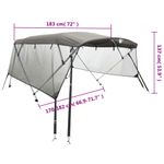Auto si Moto - Ambarcatiuni - Accesorii ambarcatiuni - Parasolar Bimini 3 arcuri pereti din plasa 183x(170-182)x137 cm, antracit și negru - Infinity.ro