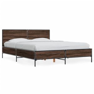 Cadru de pat, stejar maro, 120x190 cm, lemn prelucrat si metal