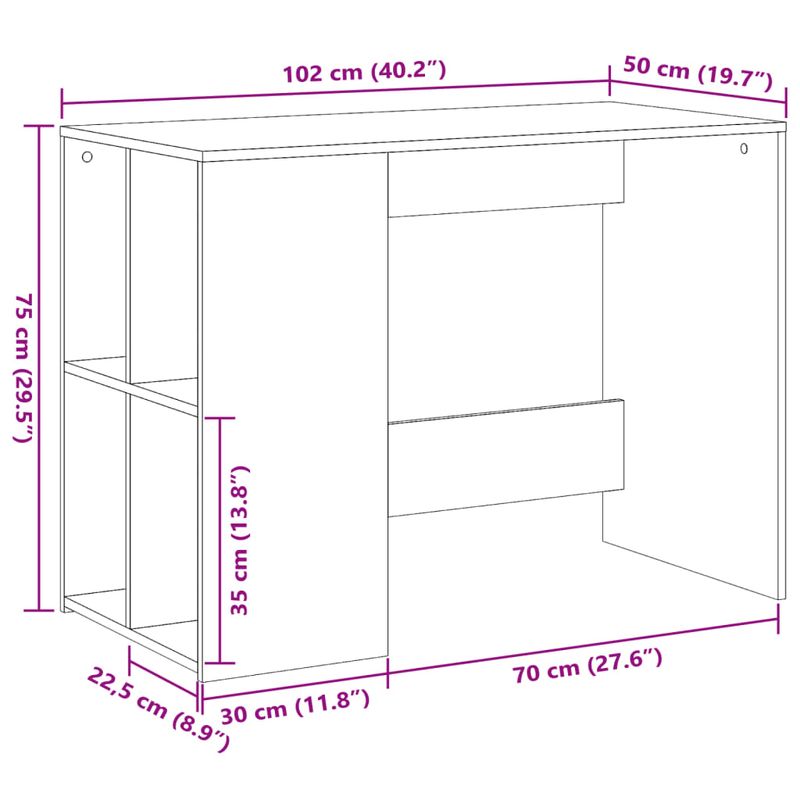 Casa si Gradina - Mobilier - Mese si birouri - Birouri - Birou, gri sonoma, 102x50x75 cm, lemn compozit - Infinity.ro