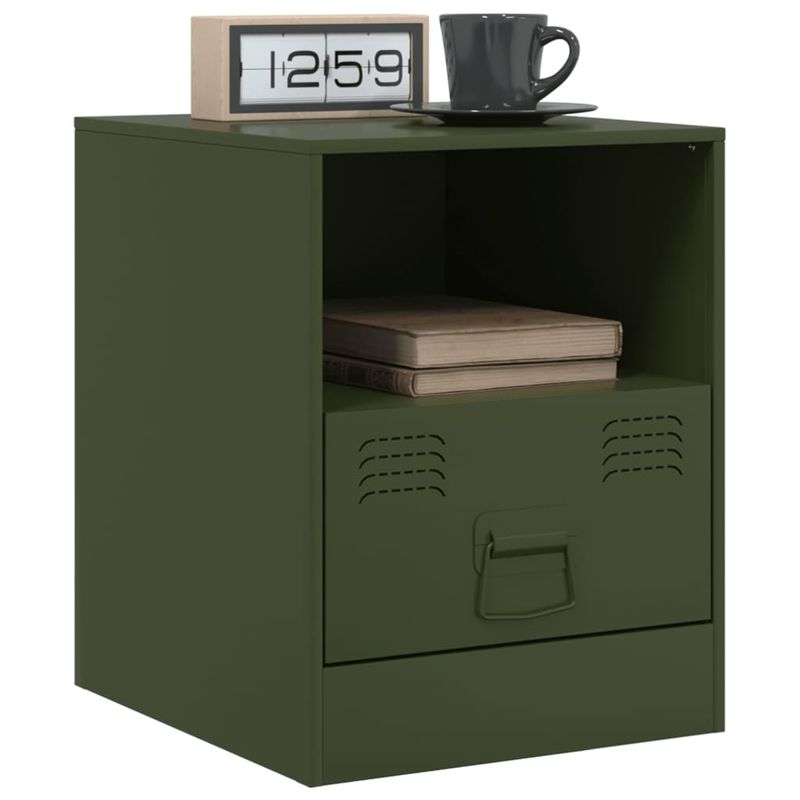 Casa si Gradina - Mobilier - Comode si corpuri - Noptiere - Noptiere, 2 buc., verde olive, 34,5x39x44 cm, otel - Infinity.ro