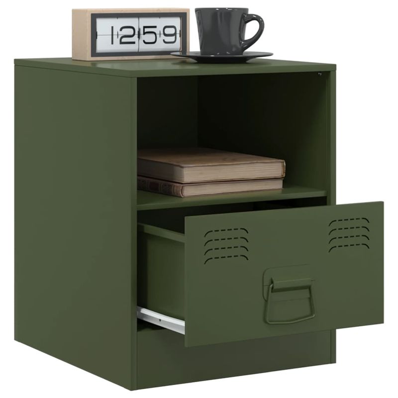 Casa si Gradina - Mobilier - Comode si corpuri - Noptiere - Noptiere, 2 buc., verde olive, 34,5x39x44 cm, otel - Infinity.ro