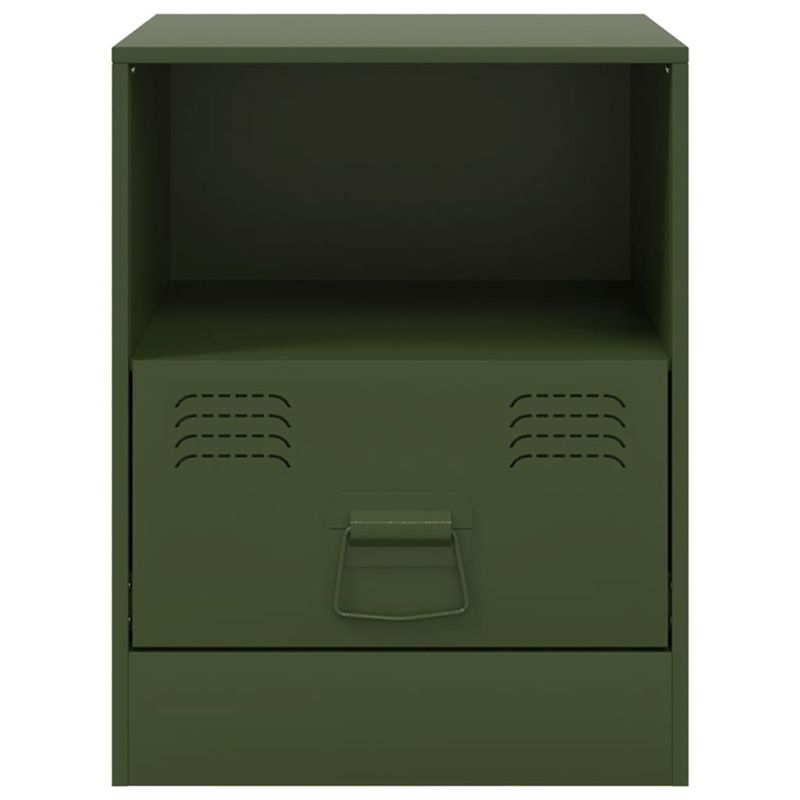 Casa si Gradina - Mobilier - Comode si corpuri - Noptiere - Noptiere, 2 buc., verde olive, 34,5x39x44 cm, otel - Infinity.ro