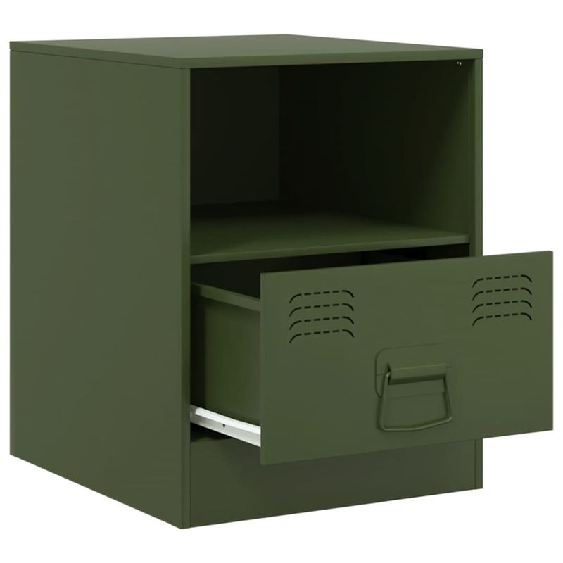 Casa si Gradina - Mobilier - Comode si corpuri - Noptiere - Noptiere, 2 buc., verde olive, 34,5x39x44 cm, otel - Infinity.ro