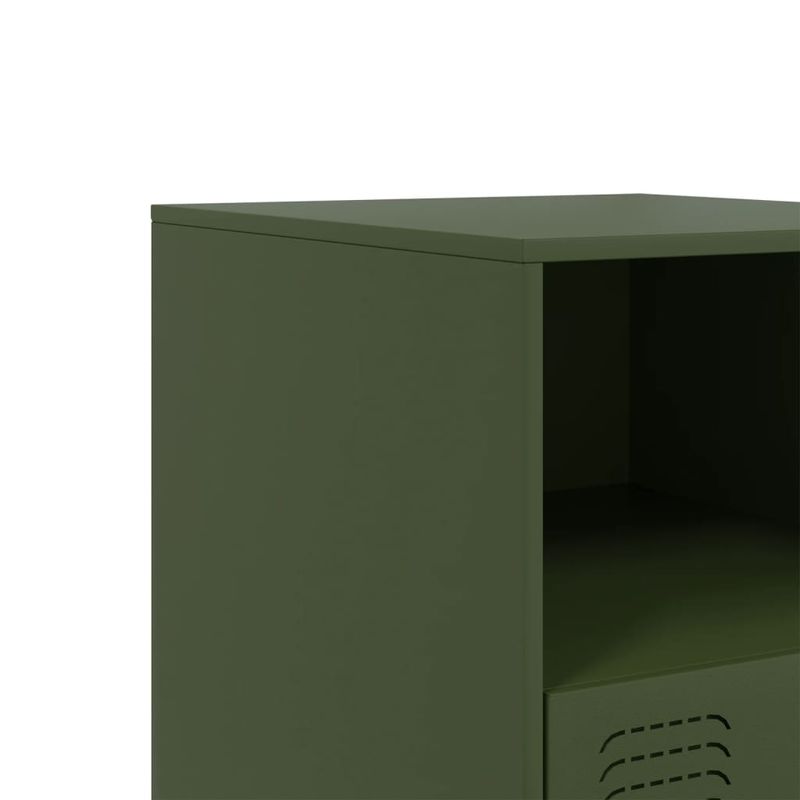 Casa si Gradina - Mobilier - Comode si corpuri - Noptiere - Noptiere, 2 buc., verde olive, 34,5x39x44 cm, otel - Infinity.ro