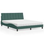 Casa si Gradina - Mobilier - Paturi si accesorii - Paturi - Pat cu saltea, verde inchis, 160x200 cm, catifea - Infinity.ro