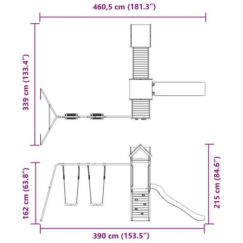 Jucarii, Copii si Bebe - Jucarii si jocuri - Jucarii de exterior - Spatii de joaca si accesorii - Set de joaca pentru exterior, lemn masiv de douglas - Infinity.ro