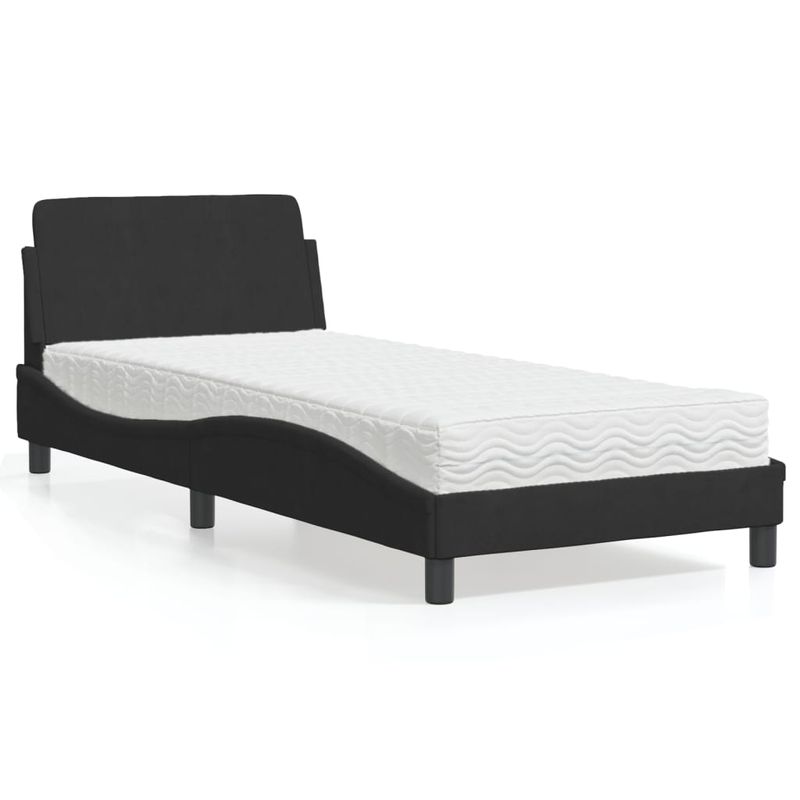 Casa si Gradina - Mobilier - Paturi si accesorii - Paturi - Pat cu saltea, negru, 80x200 cm, catifea - Infinity.ro