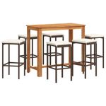 Casa si Gradina - Gradina si terasa - Mobilier exterior - Seturi mobila gradina - Set bar de gradina, 7 piese, maro, lemn masiv acacia/ poliratan - Infinity.ro