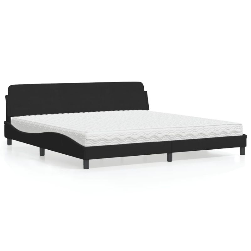 Casa si Gradina - Mobilier - Paturi si accesorii - Paturi - Pat cu saltea, negru, 200x200 cm, catifea - Infinity.ro