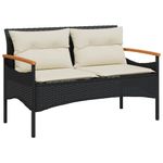 Casa si Gradina - Gradina si terasa - Mobilier exterior - Bancute de gradina - Banca de gradina cu perne, 116x62,5x74, negru, poliratan - Infinity.ro