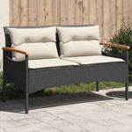 Casa si Gradina - Gradina si terasa - Mobilier exterior - Bancute de gradina - Banca de gradina cu perne, 116x62,5x74, negru, poliratan - Infinity.ro