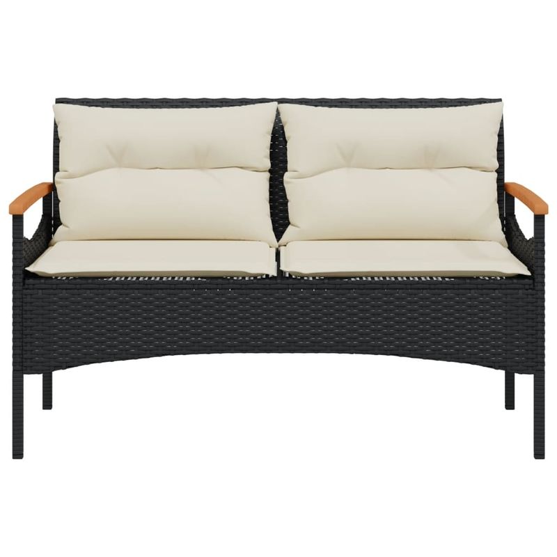 Casa si Gradina - Gradina si terasa - Mobilier exterior - Bancute de gradina - Banca de gradina cu perne, 116x62,5x74, negru, poliratan - Infinity.ro