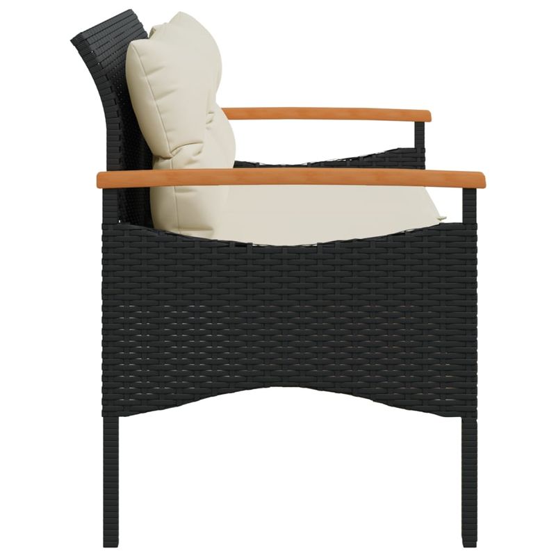 Casa si Gradina - Gradina si terasa - Mobilier exterior - Bancute de gradina - Banca de gradina cu perne, 116x62,5x74, negru, poliratan - Infinity.ro