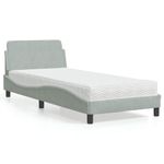 Casa si Gradina - Mobilier - Paturi si accesorii - Paturi - Pat cu saltea, gri deschis, 80x200 cm, catifea - Infinity.ro