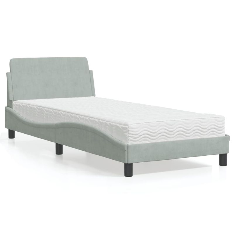 Casa si Gradina - Mobilier - Paturi si accesorii - Paturi - Pat cu saltea, gri deschis, 80x200 cm, catifea - Infinity.ro
