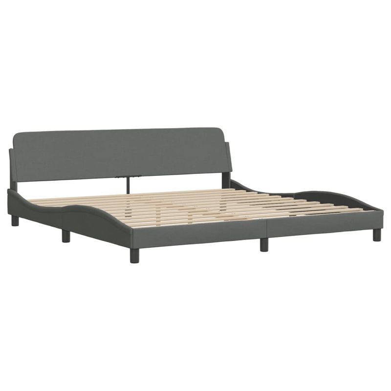 Casa si Gradina - Mobilier - Paturi si accesorii - Paturi - Pat cu saltea, gri inchis, 200x200 cm, textil - Infinity.ro