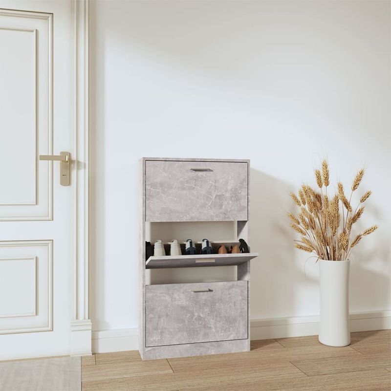 Casa si Gradina - Mobilier - Organizare si depozitare - Organizator incaltaminte - Pantofar, gri beton, 59x17x108 cm, lemn compozit - Infinity.ro