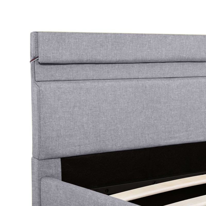 Casa si Gradina - Mobilier - Paturi si accesorii - Paturi - Cadru pat hidraulic lada LED gri deschis 120x200 cm textil - Infinity.ro
