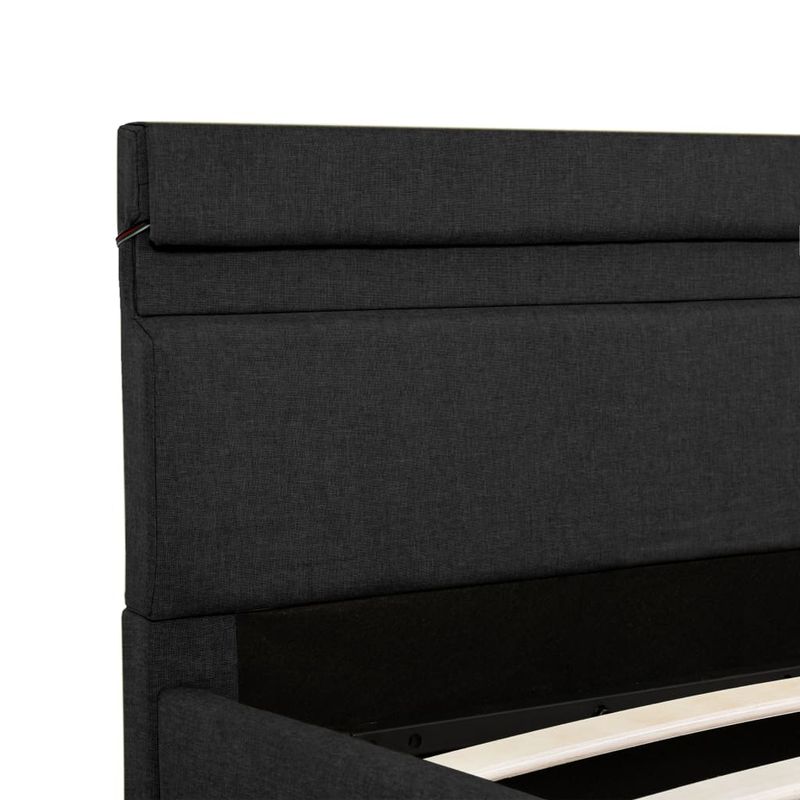 Casa si Gradina - Mobilier - Paturi si accesorii - Paturi - Cadru pat hidraulic cu LED, gri inchis, 140x200 cm, textil - Infinity.ro
