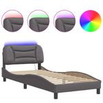 Casa si Gradina - Mobilier - Paturi si accesorii - Paturi - Cadru de pat cu lumini LED, gri, 90x190 cm, piele ecologica - Infinity.ro