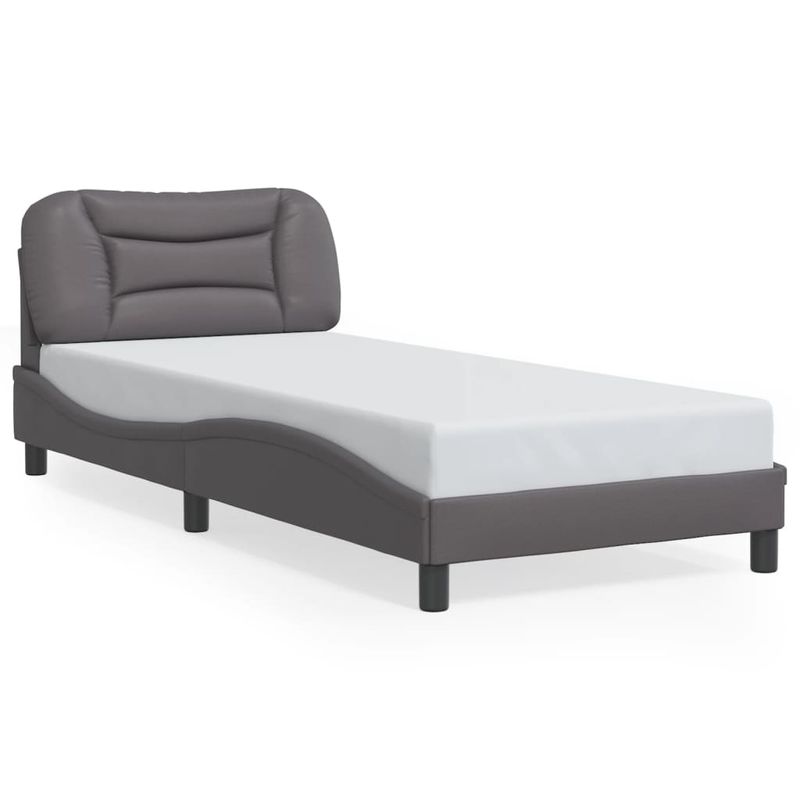 Casa si Gradina - Mobilier - Paturi si accesorii - Paturi - Cadru de pat cu lumini LED, gri, 90x190 cm, piele ecologica - Infinity.ro