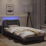 Casa si Gradina - Mobilier - Paturi si accesorii - Paturi - Cadru de pat cu lumini LED, gri, 90x190 cm, piele ecologica - Infinity.ro