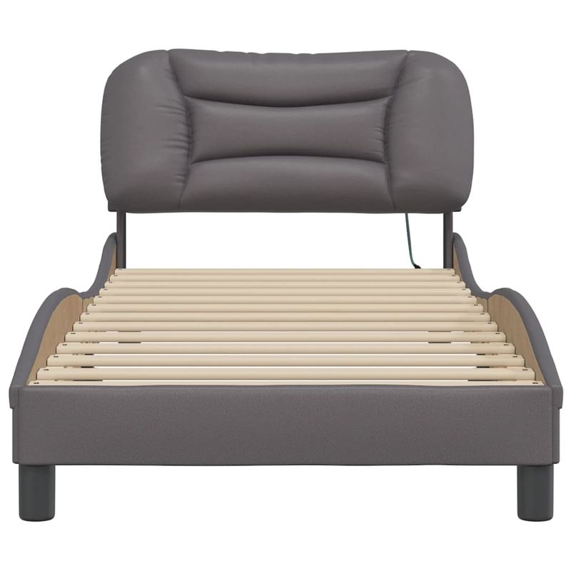 Casa si Gradina - Mobilier - Paturi si accesorii - Paturi - Cadru de pat cu lumini LED, gri, 90x190 cm, piele ecologica - Infinity.ro