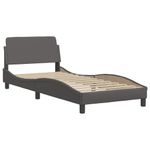 Casa si Gradina - Mobilier - Paturi si accesorii - Paturi - Cadru de pat cu lumini LED, gri, 90x190 cm, piele ecologica - Infinity.ro