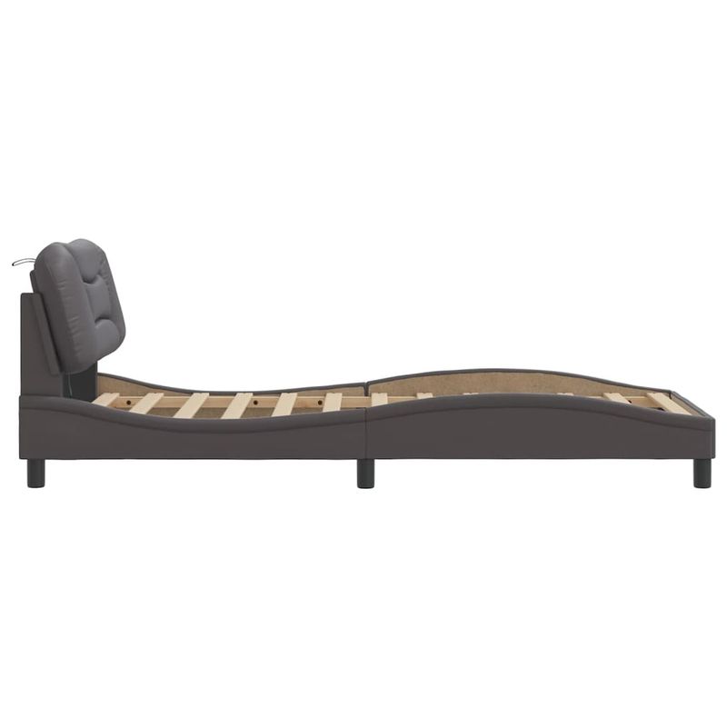 Casa si Gradina - Mobilier - Paturi si accesorii - Paturi - Cadru de pat cu lumini LED, gri, 90x190 cm, piele ecologica - Infinity.ro