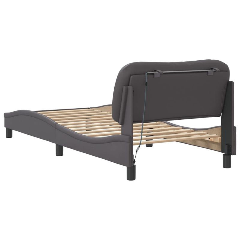 Casa si Gradina - Mobilier - Paturi si accesorii - Paturi - Cadru de pat cu lumini LED, gri, 90x190 cm, piele ecologica - Infinity.ro