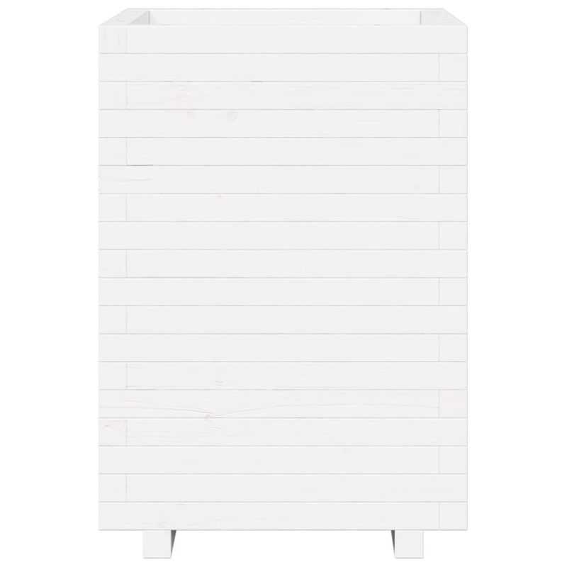 Casa si Gradina - Gradinarit si plante - Plante si ghivece - Ghivece si suporturi - Jardiniera de gradina, alb, 50x50x72,5 cm, lemn masiv de pin - Infinity.ro