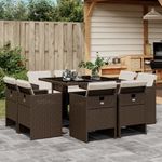 Casa si Gradina - Gradina si terasa - Mobilier exterior - Seturi mobila gradina - Set mobilier de gradina cu perne, 9 piese, maro, poliratan - Infinity.ro