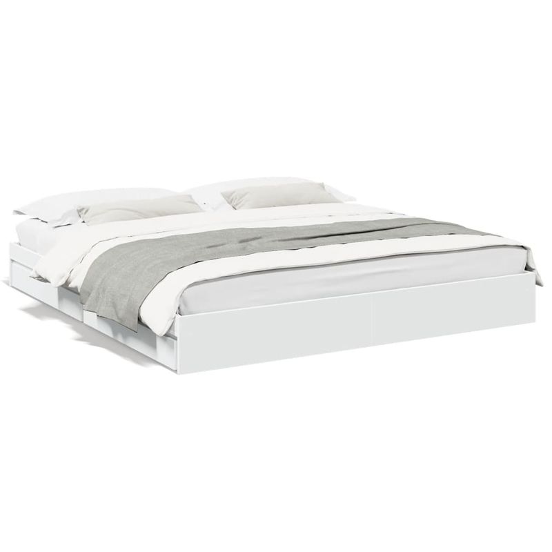 Casa si Gradina - Mobilier - Paturi si accesorii - Paturi - Cadru de pat cu sertare alb 200x200 cm lemn prelucrat - Infinity.ro