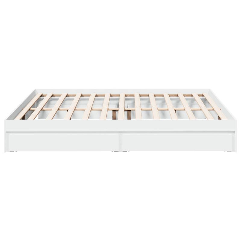 Casa si Gradina - Mobilier - Paturi si accesorii - Paturi - Cadru de pat cu sertare alb 200x200 cm lemn prelucrat - Infinity.ro