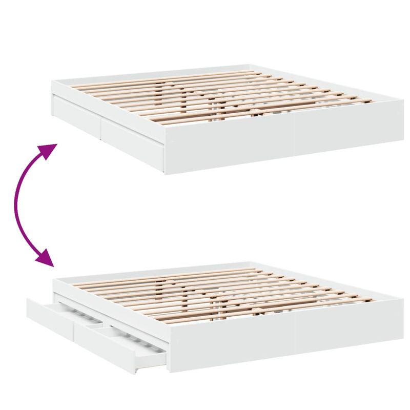 Casa si Gradina - Mobilier - Paturi si accesorii - Paturi - Cadru de pat cu sertare alb 200x200 cm lemn prelucrat - Infinity.ro