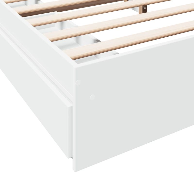 Casa si Gradina - Mobilier - Paturi si accesorii - Paturi - Cadru de pat cu sertare alb 200x200 cm lemn prelucrat - Infinity.ro