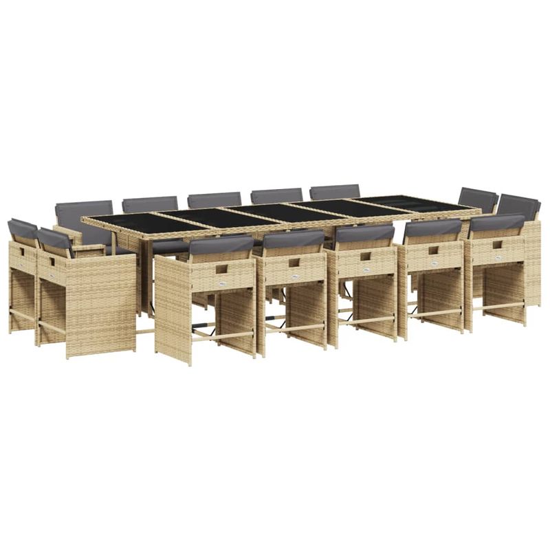 Casa si Gradina/Gradina si terasa/Mobilier exterior/Seturi mobila gradina - Set mobilier gradina cu perne, 15 piese, bej combinat poliratan - Infinity.ro