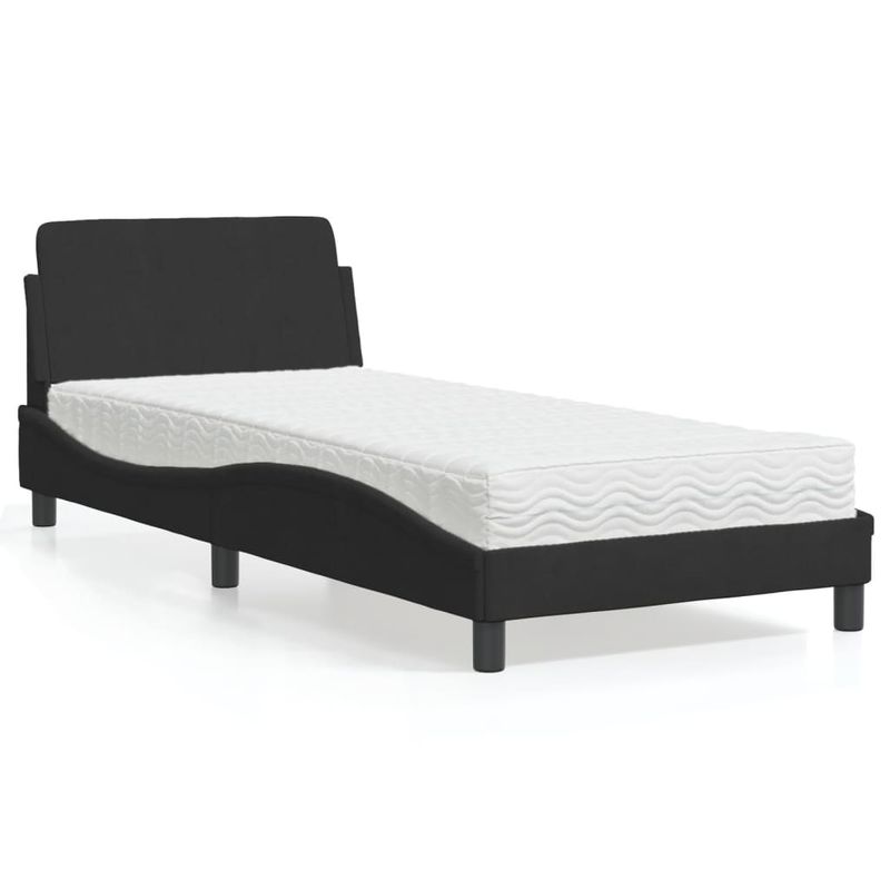 Casa si Gradina - Mobilier - Paturi si accesorii - Paturi - Pat cu saltea, negru, 90x190 cm, catifea - Infinity.ro