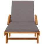 Casa si Gradina - Gradina si terasa - Mobilier exterior - Scaune si sezlonguri gradina - Sezlonguri, 1 buc., cu masa, alb, lemn masiv de acacia, gri închis, model 2x sunlounger + table - Infinity.ro