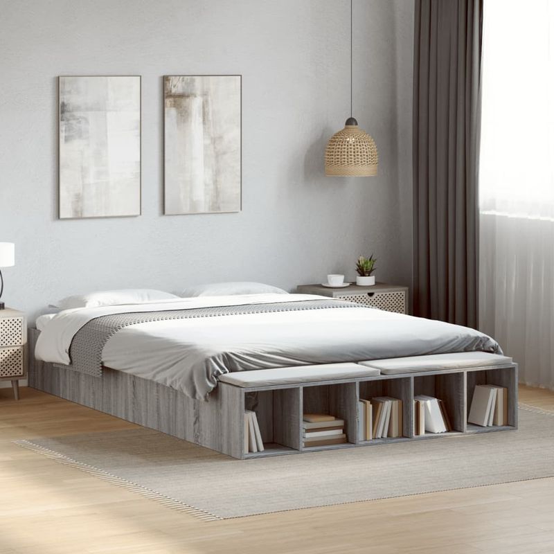 Casa si Gradina - Mobilier - Paturi si accesorii - Paturi - Cadru de pat, gri sonoma, 150x200 cm, lemn prelucrat - Infinity.ro