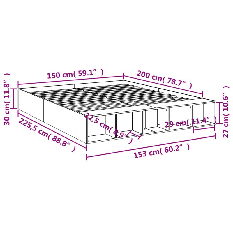 Casa si Gradina - Mobilier - Paturi si accesorii - Paturi - Cadru de pat, gri sonoma, 150x200 cm, lemn prelucrat - Infinity.ro