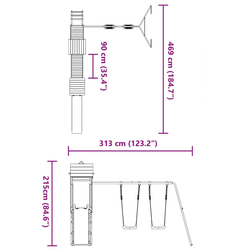 Jucarii, Copii si Bebe - Jucarii si jocuri - Jucarii de exterior - Spatii de joaca si accesorii - Set de joaca pentru exterior, lemn masiv de pin - Infinity.ro