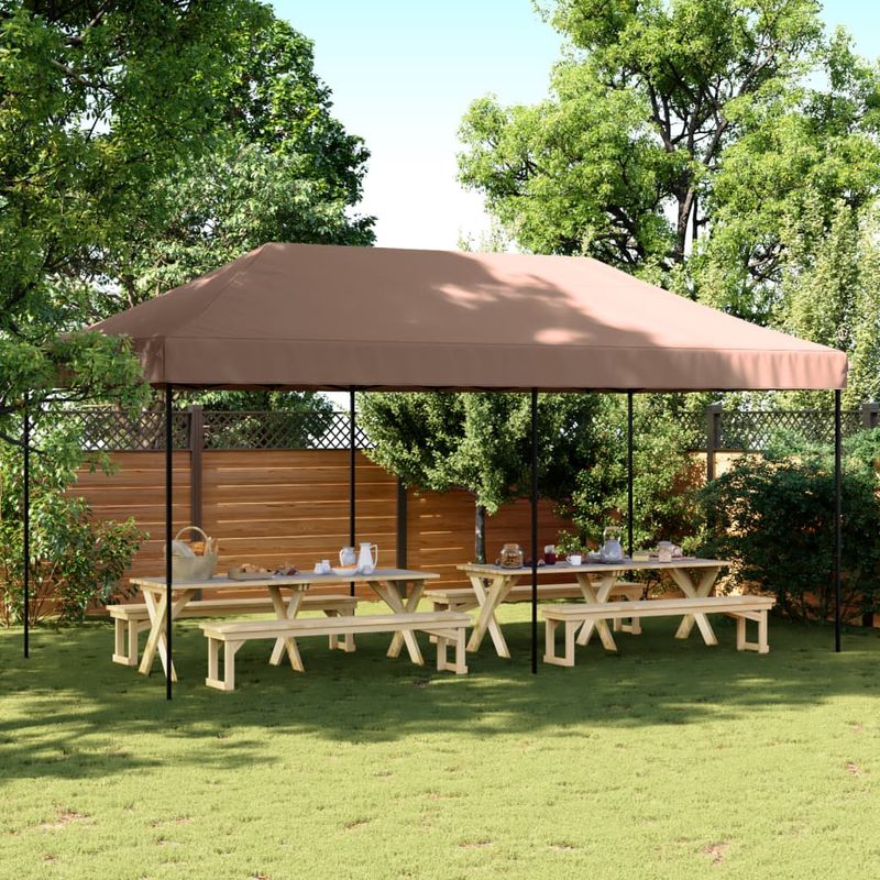 Casa si Gradina - Gradina si terasa - Umbrele si pavilioane - Pavilioane - Cort de petrecere pliabil Pop-Up, 580x292x315 cm, maro - Infinity.ro