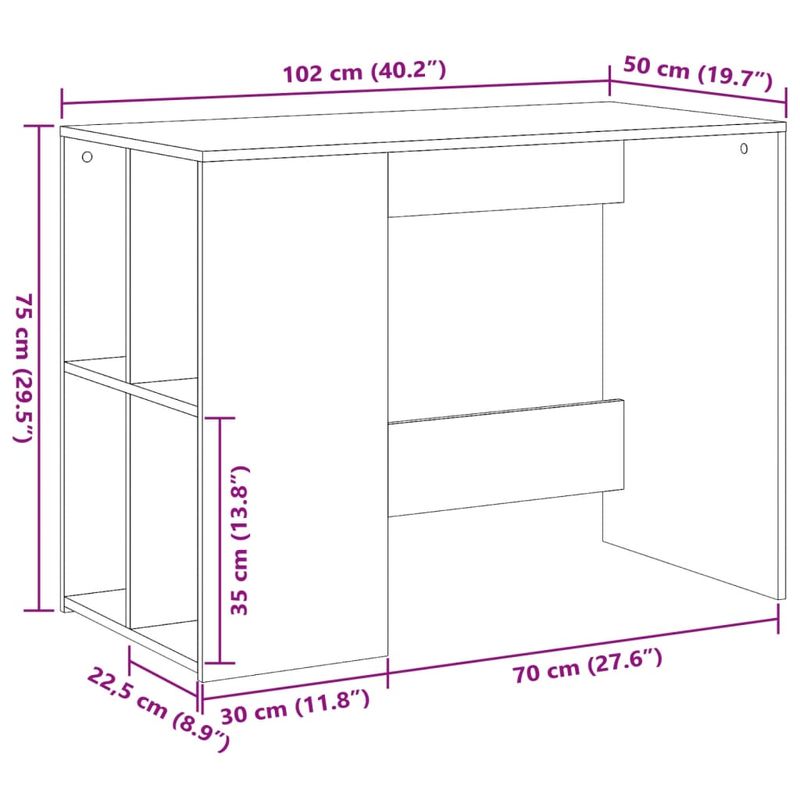 Casa si Gradina - Mobilier - Mese si birouri - Birouri - Birou, stejar sonoma, 102x50x75 cm, lemn compozit - Infinity.ro
