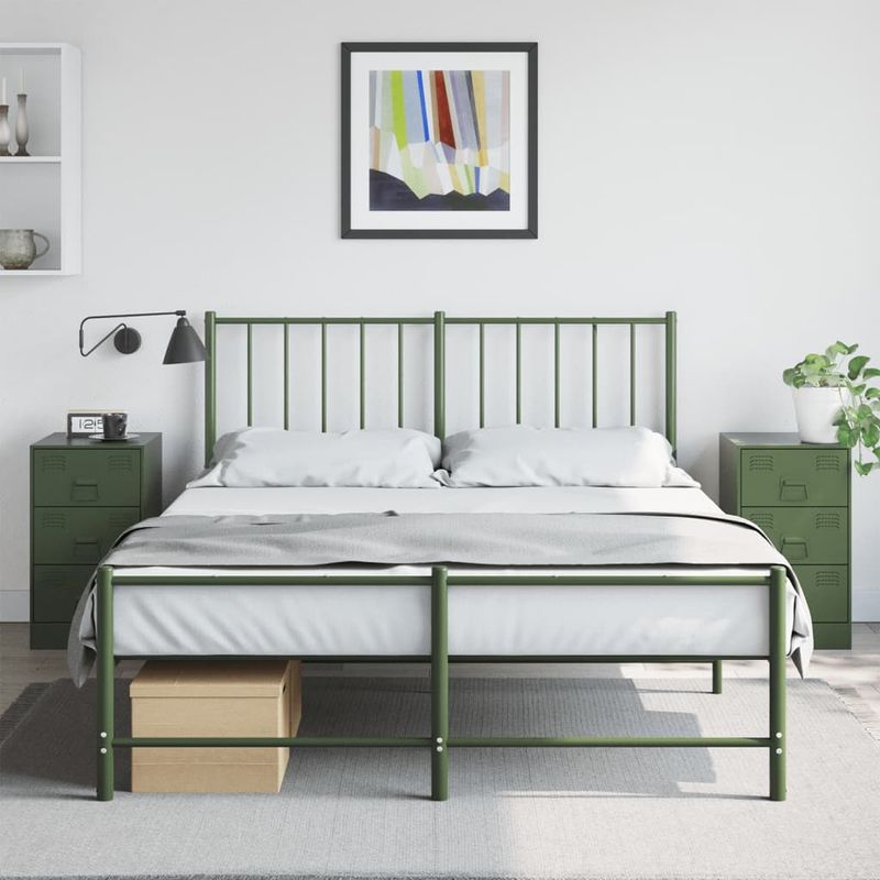 Casa si Gradina - Mobilier - Comode si corpuri - Noptiere - Noptiere, 2 buc., verde olive, 34,5x39x62 cm, otel - Infinity.ro