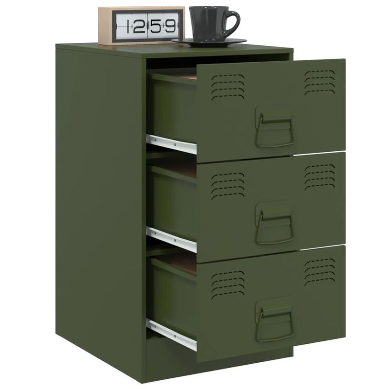 Casa si Gradina - Mobilier - Comode si corpuri - Noptiere - Noptiere, 2 buc., verde olive, 34,5x39x62 cm, otel - Infinity.ro
